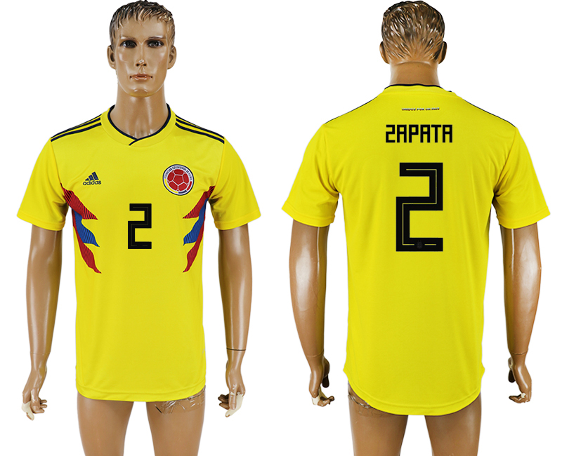 2018 world cup Maillot de foot COLUMBIA #2 ZAPATA YELLOW